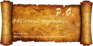 Páricsi Orsolya névjegykártya